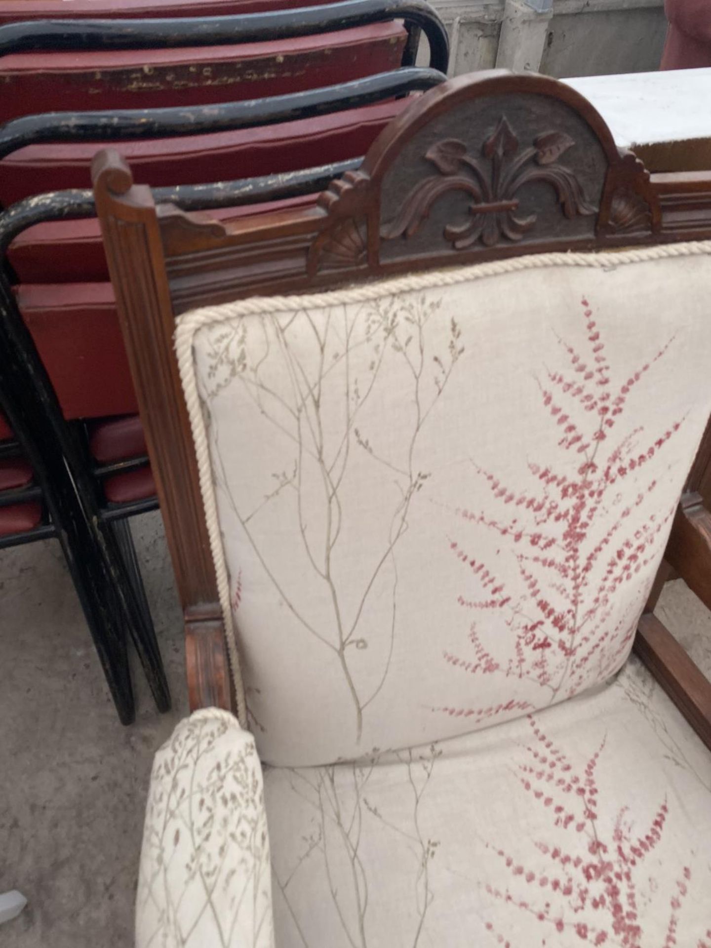 A LLOYD LOOM STYLE CHAIR AND A CARVED MAHOGANY ARMCHAIR - Image 4 of 4