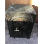 A HEAVY DUTY SAFE WITH KEY ( HANDLE WORKABLE BUT A/F)