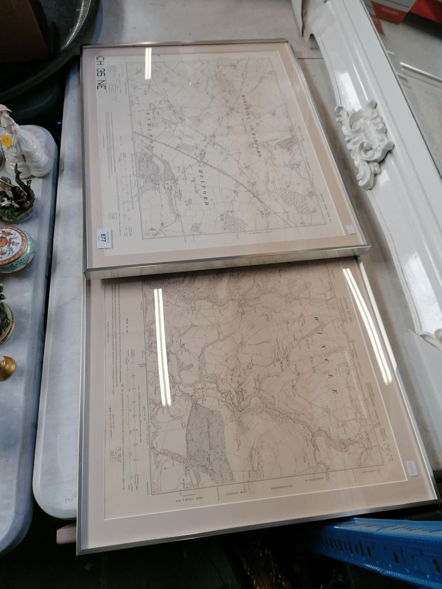 TWO FRAMED MAPS ONE A 1911 EDITION OS 6 INCH TO A MILE CHELFORD AND THE OTHER 1912 WINCLE