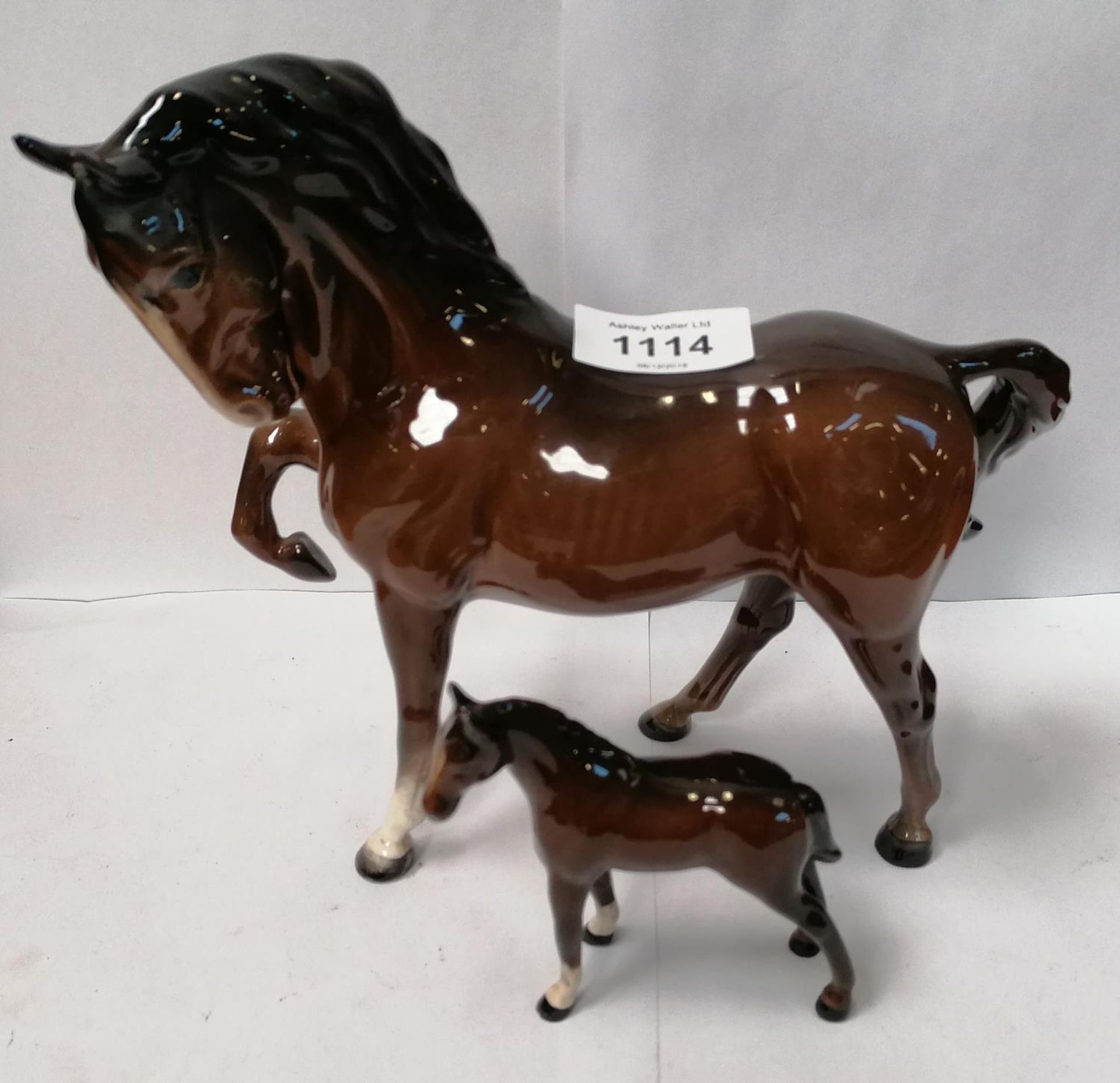 TWO BESWICK CERAMIC MODELS - MARE AND FOAL