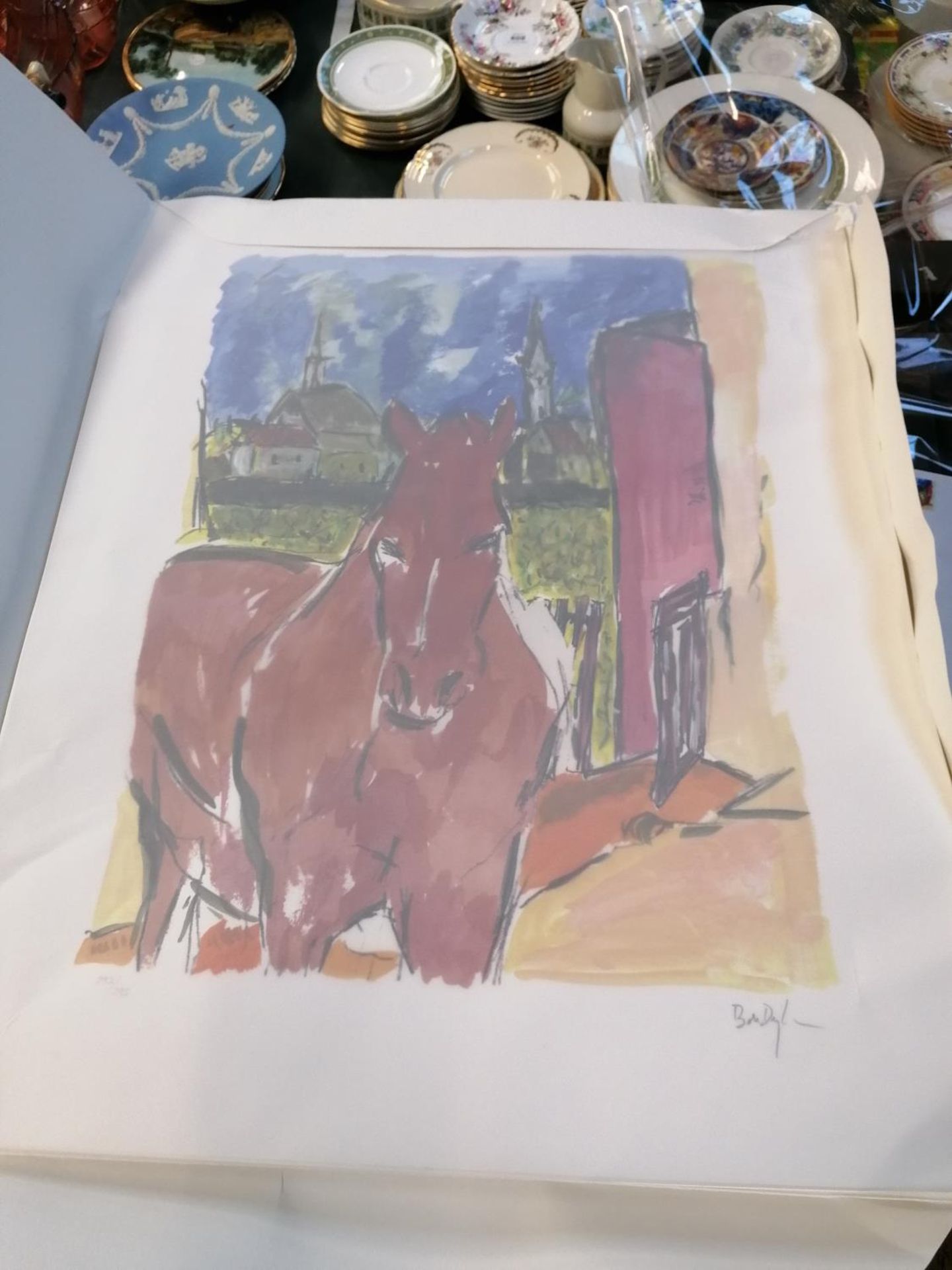 A BOB DYLAN PENCIL SIGNED LIMITED EDITION PRINT - 'HORSE' (2010) FROM THE DRAWN BLANK SERIES, UNFRAM