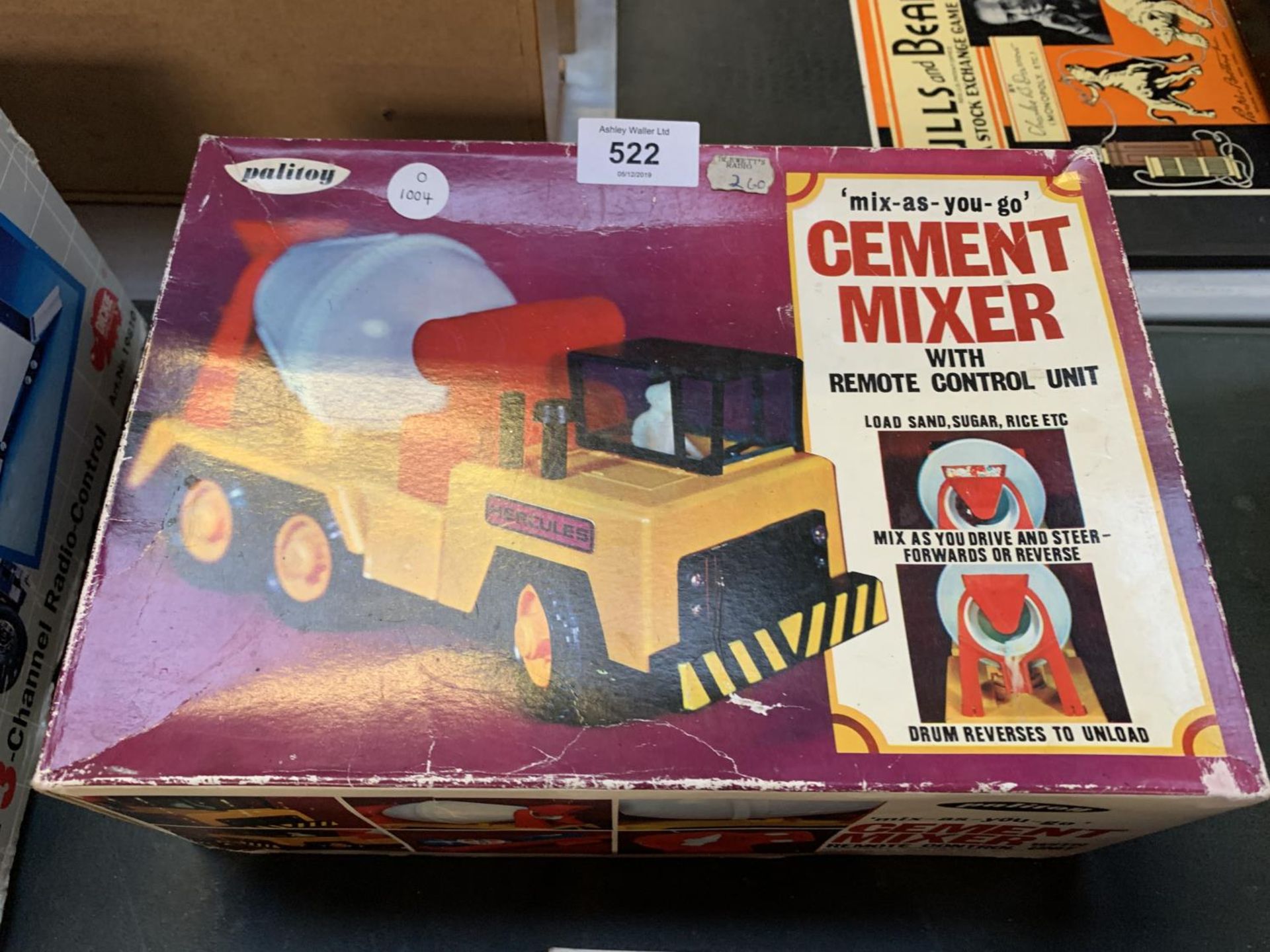 A BOXED VINTAGE PALITOY REMOTE CONTROL CEMENT MIXER LORRY (1971)