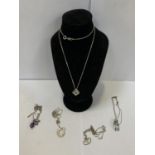 FIVE ASSORTED SILVER NECKLACES