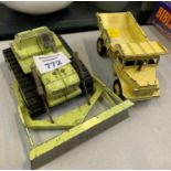 TWO DIE CAST ITEMS - DINKY 965 EUCLID REAR DUMP TRUCK AND EUCLID TC-12 DOZER