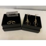 TWO BOXED PAIRS OF SILVER EARRINGS