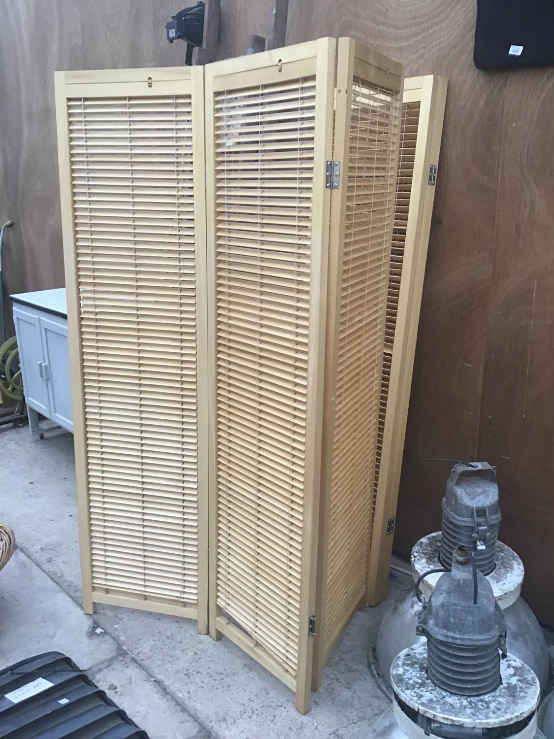 TWO SETS OF THREE SECTION WOODEN WINDOW BLINDS 172CM HIGH WITH THREE PANELS EACH 46CM