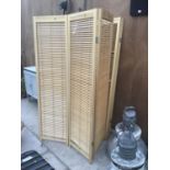 TWO SETS OF THREE SECTION WOODEN WINDOW BLINDS 172CM HIGH WITH THREE PANELS EACH 46CM