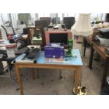 MIXED ITEMS TO INCLUDE A STAR THEATER, EXERCISE MACHINE, ALBA TV IN WORKING ORDER, MICROSCOPE ETC