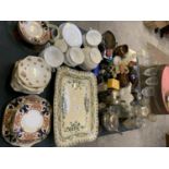 A LARGE COLLECTION OF CERAMICS, METAL WEARS AND GLASS ETC