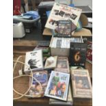 A LARGE COLLECTION OF X BOX 360 GAMES AND VARIOUS DVDS, LPS ETC