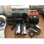 VARIOUS ITEMS TO INCLUDE A BELL AND HOWELL PROJECTOR, VIDEO CAMERS, HORNBY POWER CONTROLLER ETC