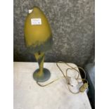 A DECORATIVE COLOURED GLASS LAMP