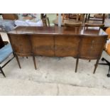 A MAHOGANY SIDEBOARD WITH TWO DOORS AND SIX DRAWERS