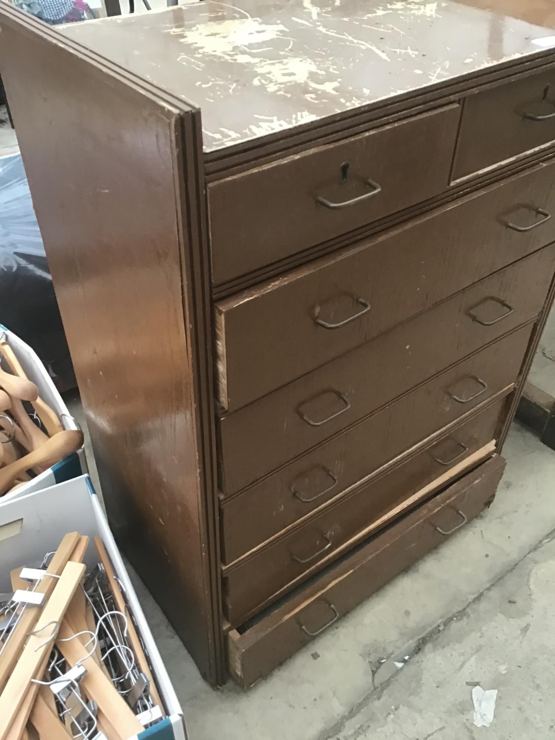 A VINTAGE CHEST OF TWO SHORT AND FIVE LONG DRAWERS - Image 2 of 2