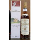 1 BOTTLE - 70CL MACALLAN AGED 10 YEARS SINGLE HIGHLAND MALT SCOTCH WHISKY, BOXED