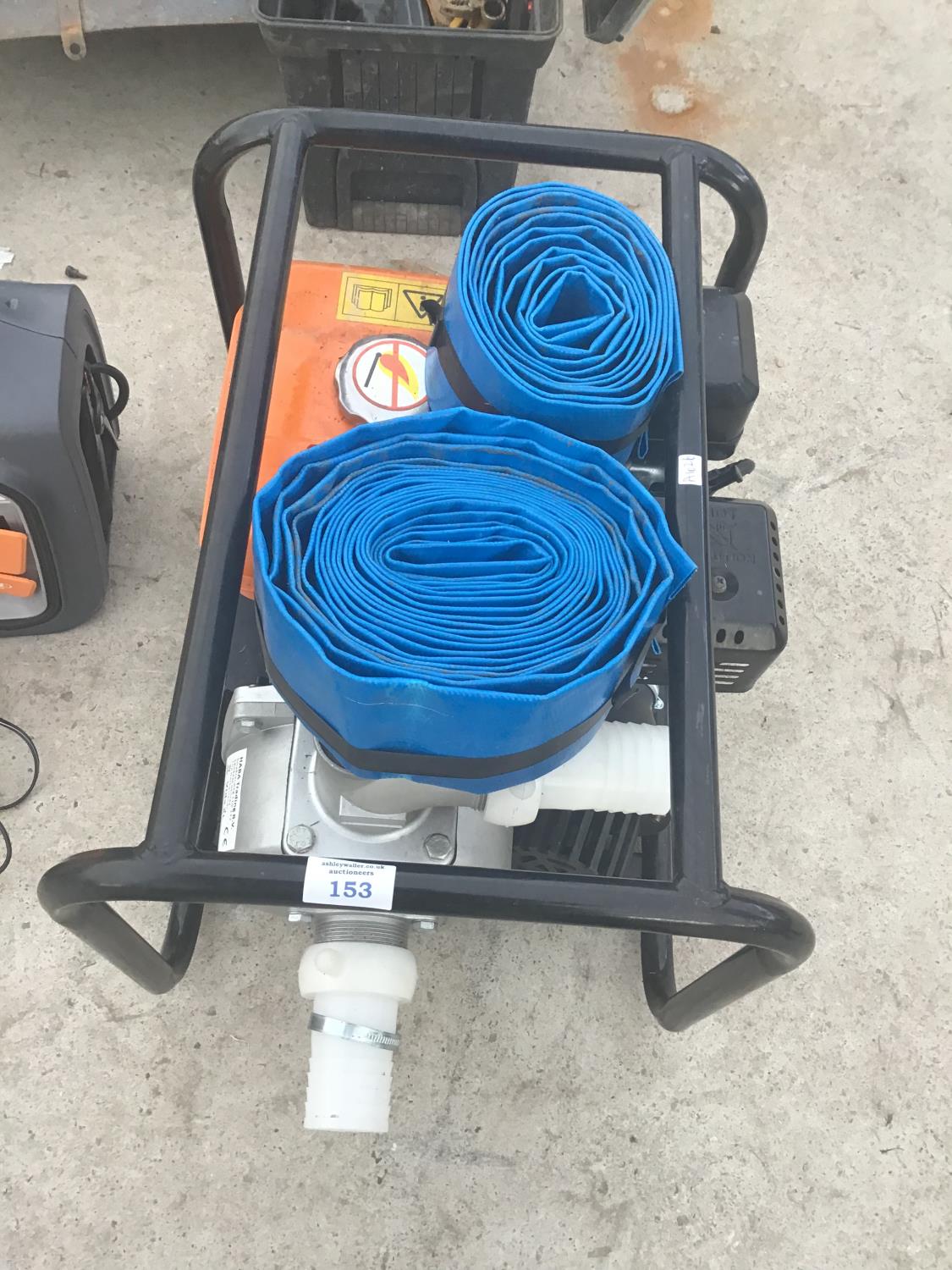 A HABA TRADING VIDA XL PETROL WATER PUMP WITH HOSES IN WORKING ORDER