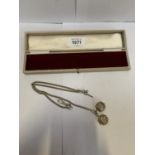 A BOXED SILVER DOUBLE ALBERT CHAIN