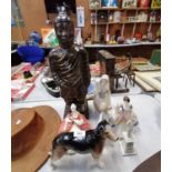 A MIXED LOT OF CERAMICS, ORIENTAL FIGURE ETC