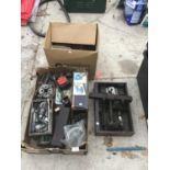 VARIOUS TOOLS TO INCLUDE A BLACK AND DECKER SANDER, DRILL CHUCK, CHAIN ETC