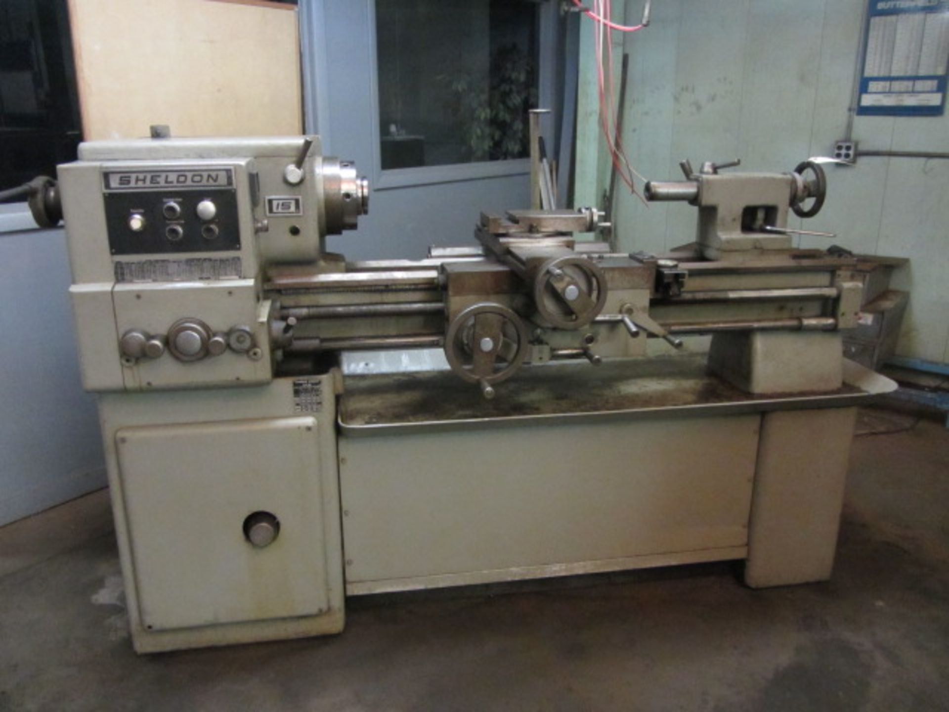 Sheldon Model 15 16'' x 46'' CC Engine Lathe with Spindle Speeds to 1250 RPM, Chip Pan, 5C Collet