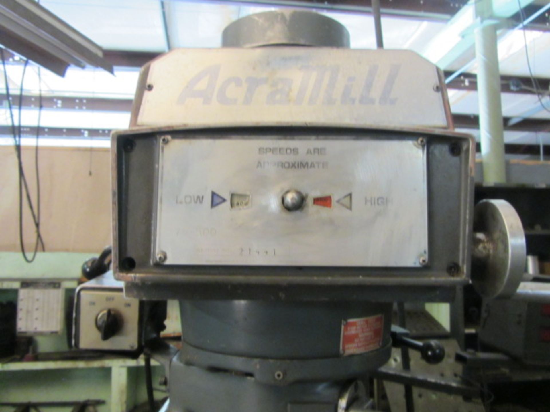 Acra Variable Speed Vertical Milling Machine with 10'' x 50'' Table, R-8 Variable Spindle Speeds - Image 4 of 6
