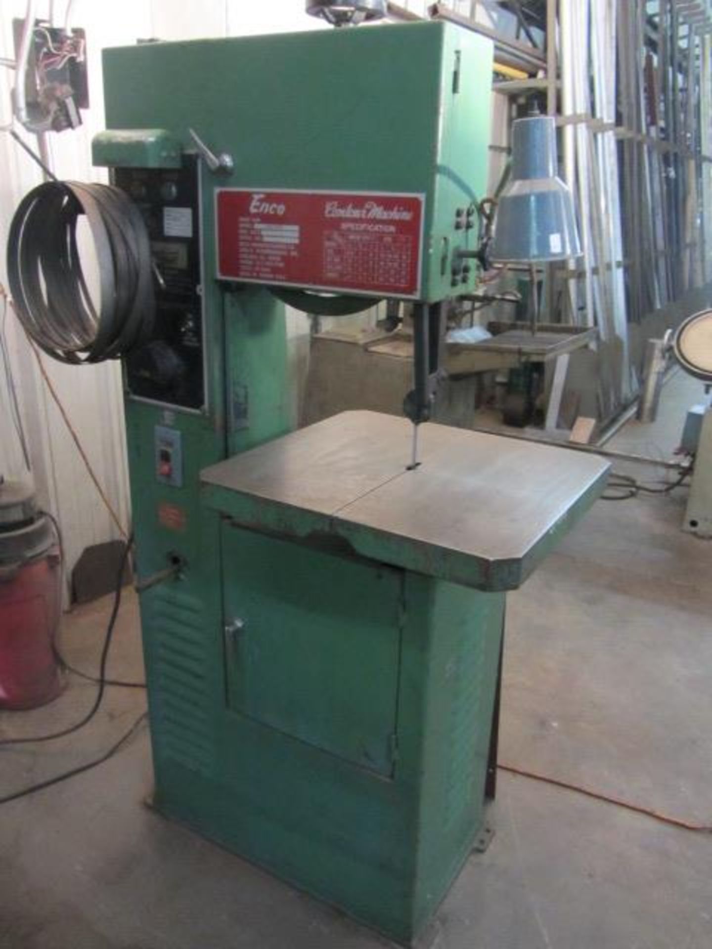 Enco Model 135-1545 13'' (26'') Vertical Bandsaw with 19'' x 21'' Table, sn:73-101 - Image 4 of 6