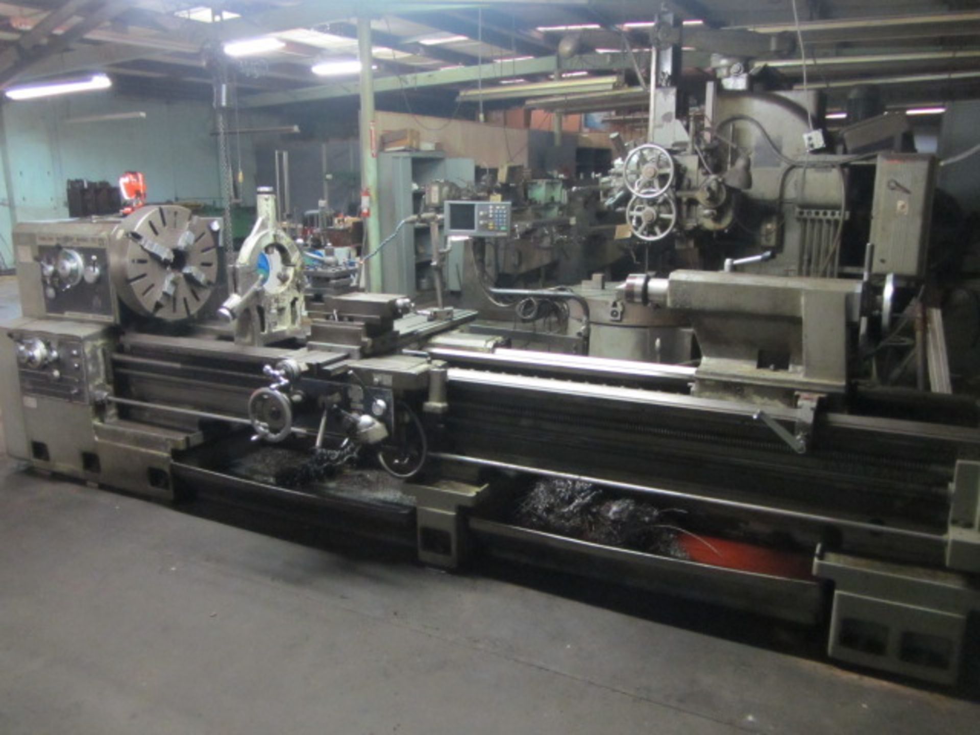 Mazak 30'' / 36'' x 140'' CC Gap Bed Engine Lathe with 4'' Bore, 24'' Diameter 4-Jaw Chuck,