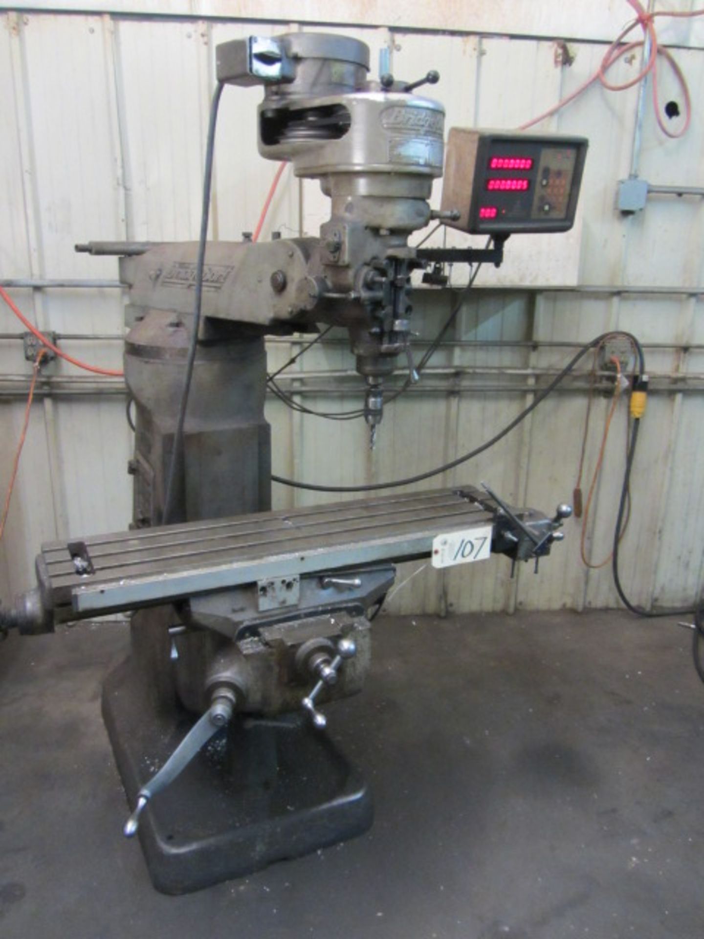 Bridgeport Vertical Milling Machine with R-8 Spindle, 9'' x 42'' Table, sn:128723