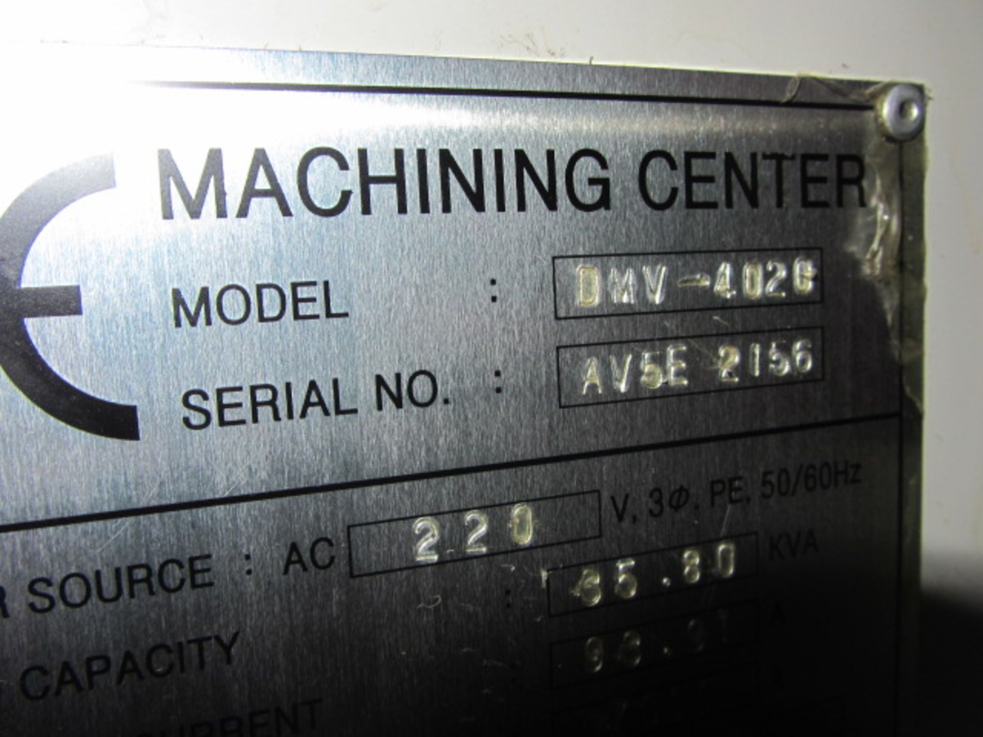 Daewoo / Doosan Diamond DMV4020 CNC Vertical Machining Center with 47'' x 19'' Table, #40 Taper - Bild 7 aus 7