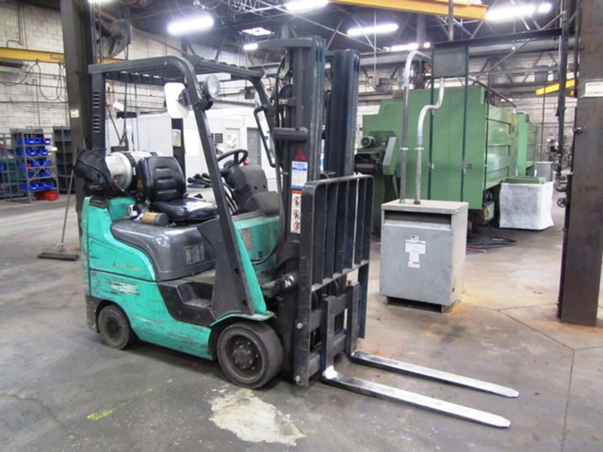 Mitsubishi Model EGC45NLP 2,500lb Capacity Forklift with Solid Tires, Side Shift, 3 Stage Mast,