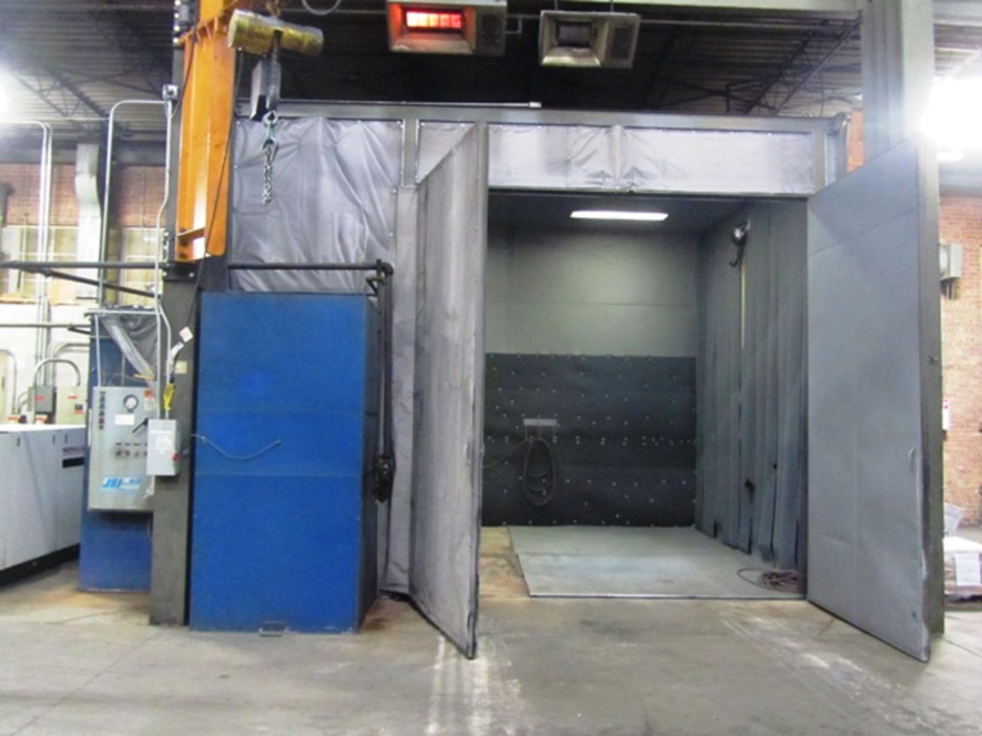 JBI 18'W x 14'D x 12'H Blast Booth with Exhaust, Lights, Start & Stop Push Button Control