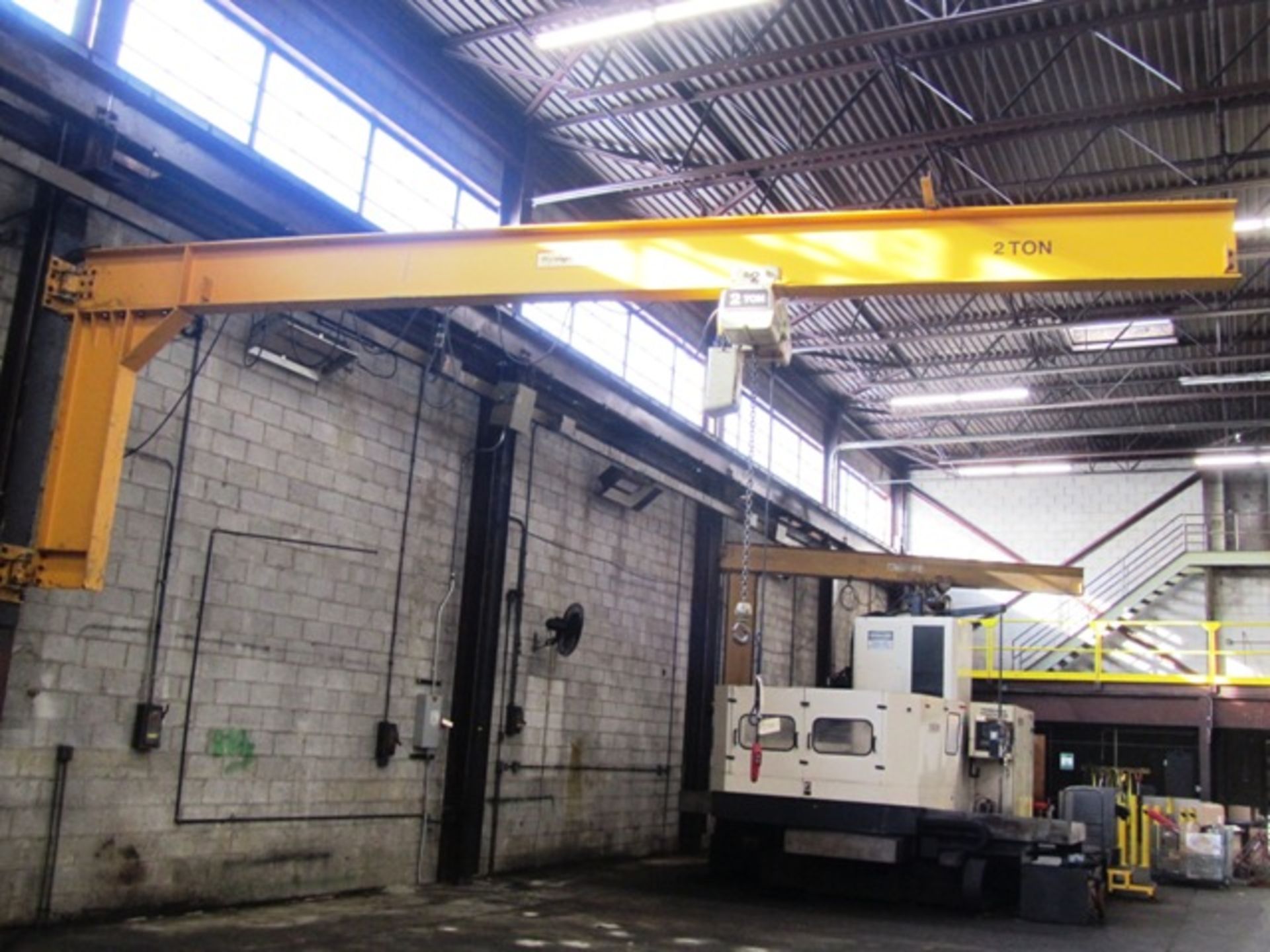 Wynright 2 Ton Wall Mounted Jib Crane with Coffing 2 Ton Electric Hoist with Pendant Control