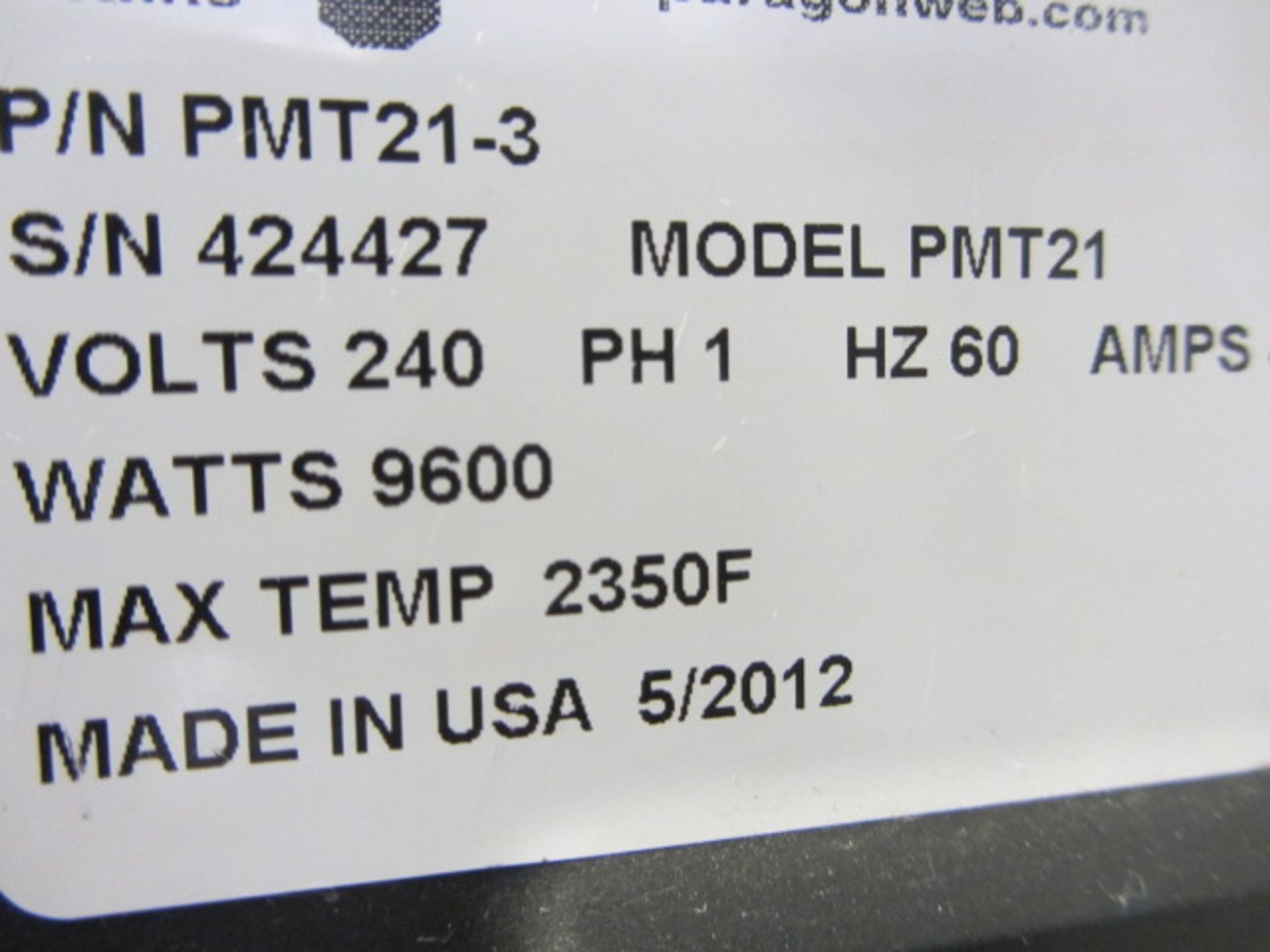 Paragon PMT21 Heat Treat Furnace with 12'' x 20'' x 20'' Inside Dimensions, PLC Digital Control, - Bild 7 aus 7
