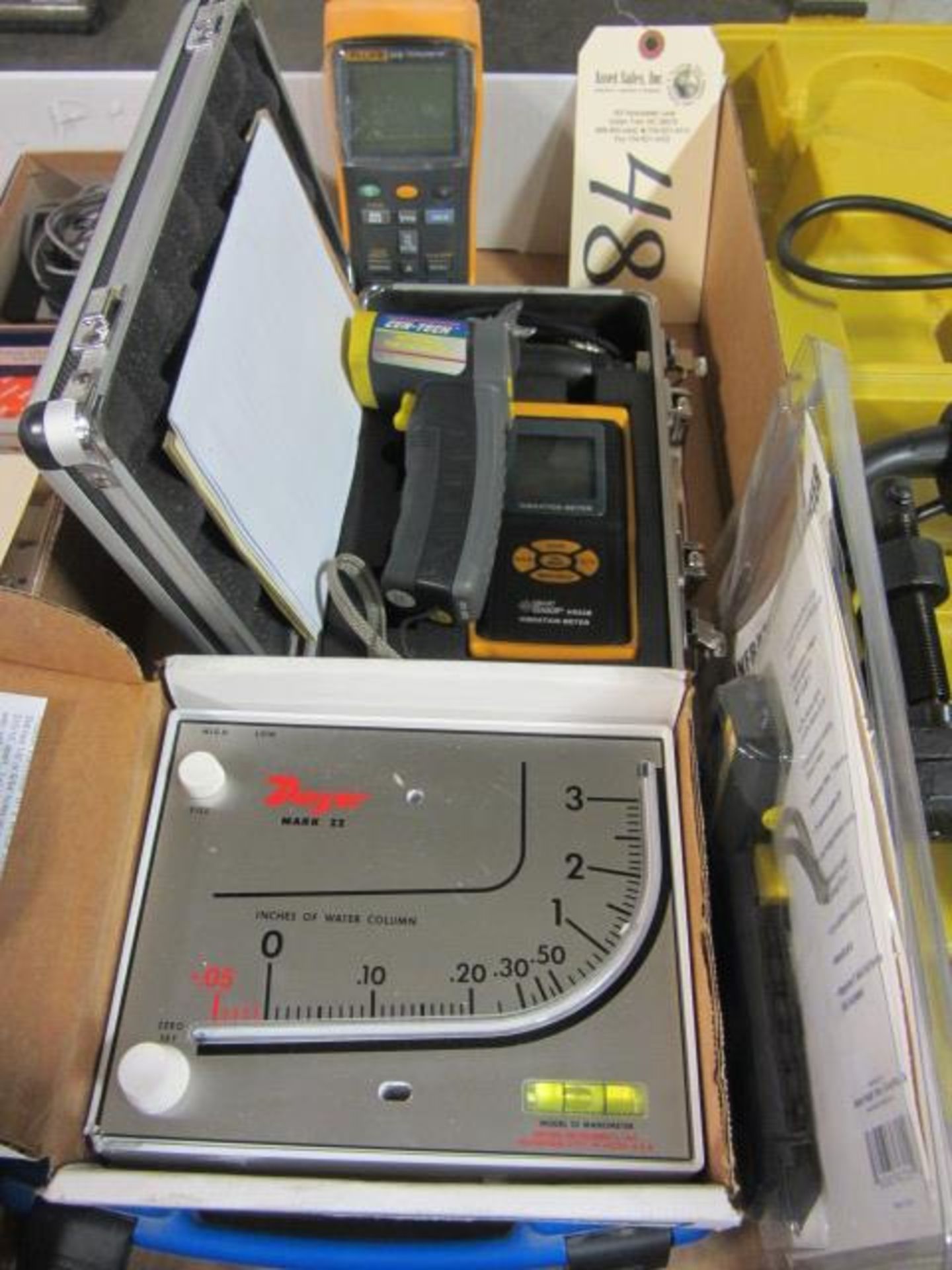 Vibration Meter, (2) Manometers, (3) Thermometers