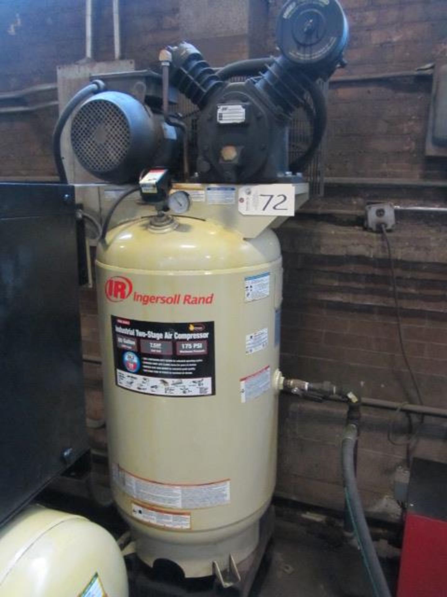 Ingersoll Rand Model 2475N7.5TSC 7.5 HP Reciprocating Vertical Air Compressor with 175 PSI, sn: - Image 4 of 5