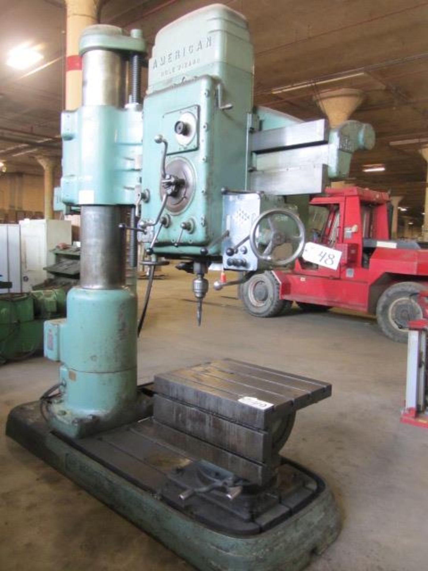 American Hole Wizard 4' x 13'' Radial Arm Drill with Adjustable Tilt Box Table, Spindle Speeds to - Image 5 of 9