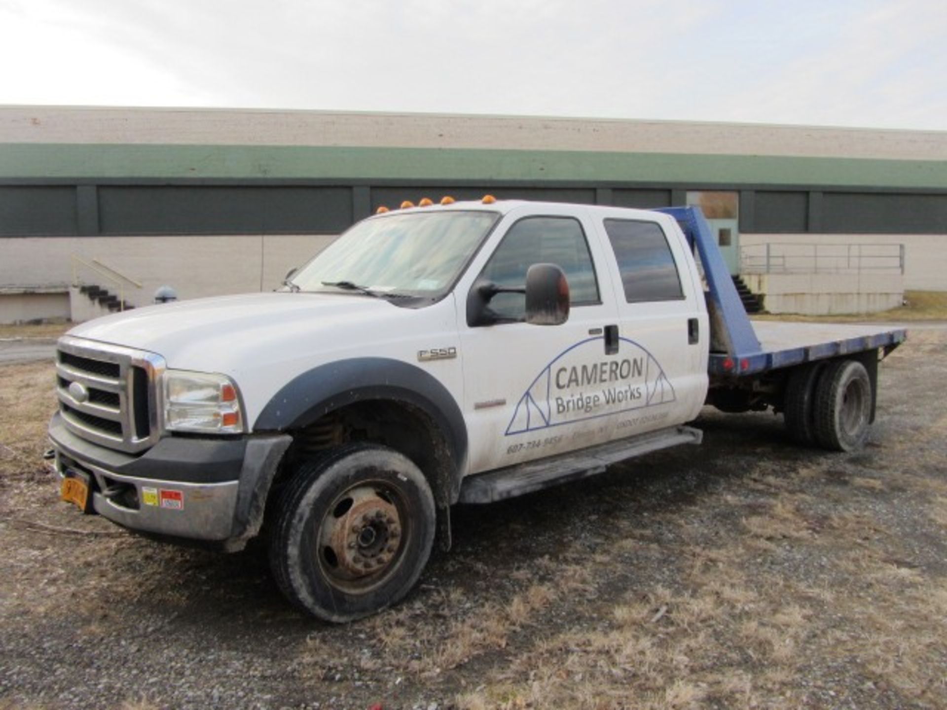 Ford F550 XLT Super Duty Flat Bed Truck with Gooseneck Hitch, 10' Diamond Plate Deck, Dual Rear