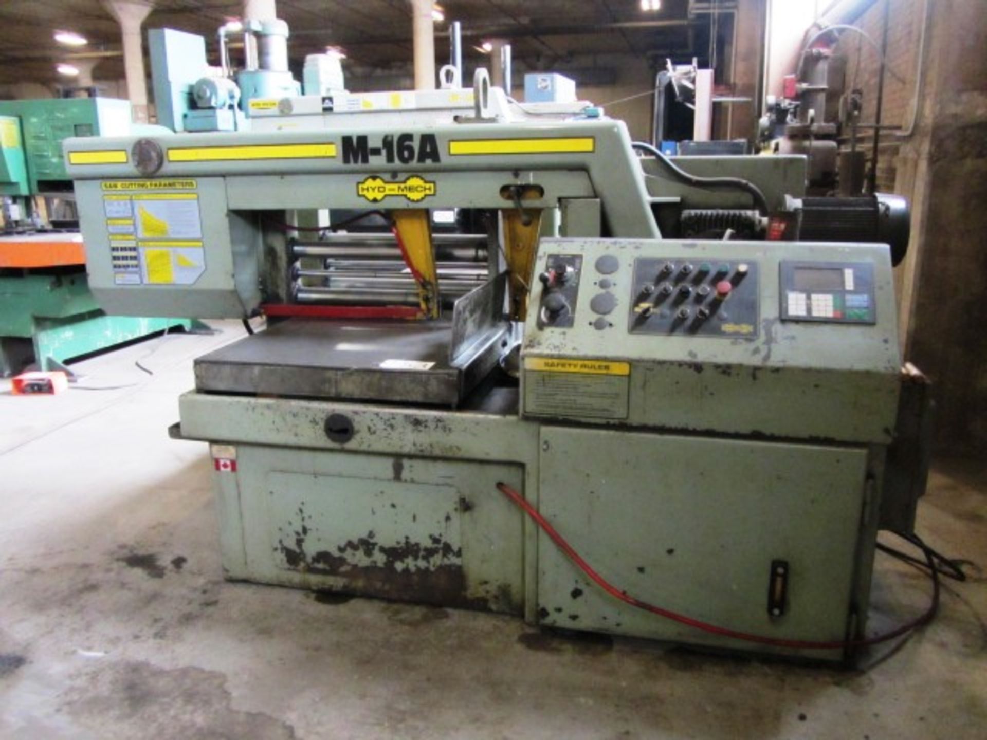 Hyd-Mech M16A Automatic Mitre Cutting Horizontal Bandsaw with 16'' H x 25'' W Capacity, 16'' Rounds,