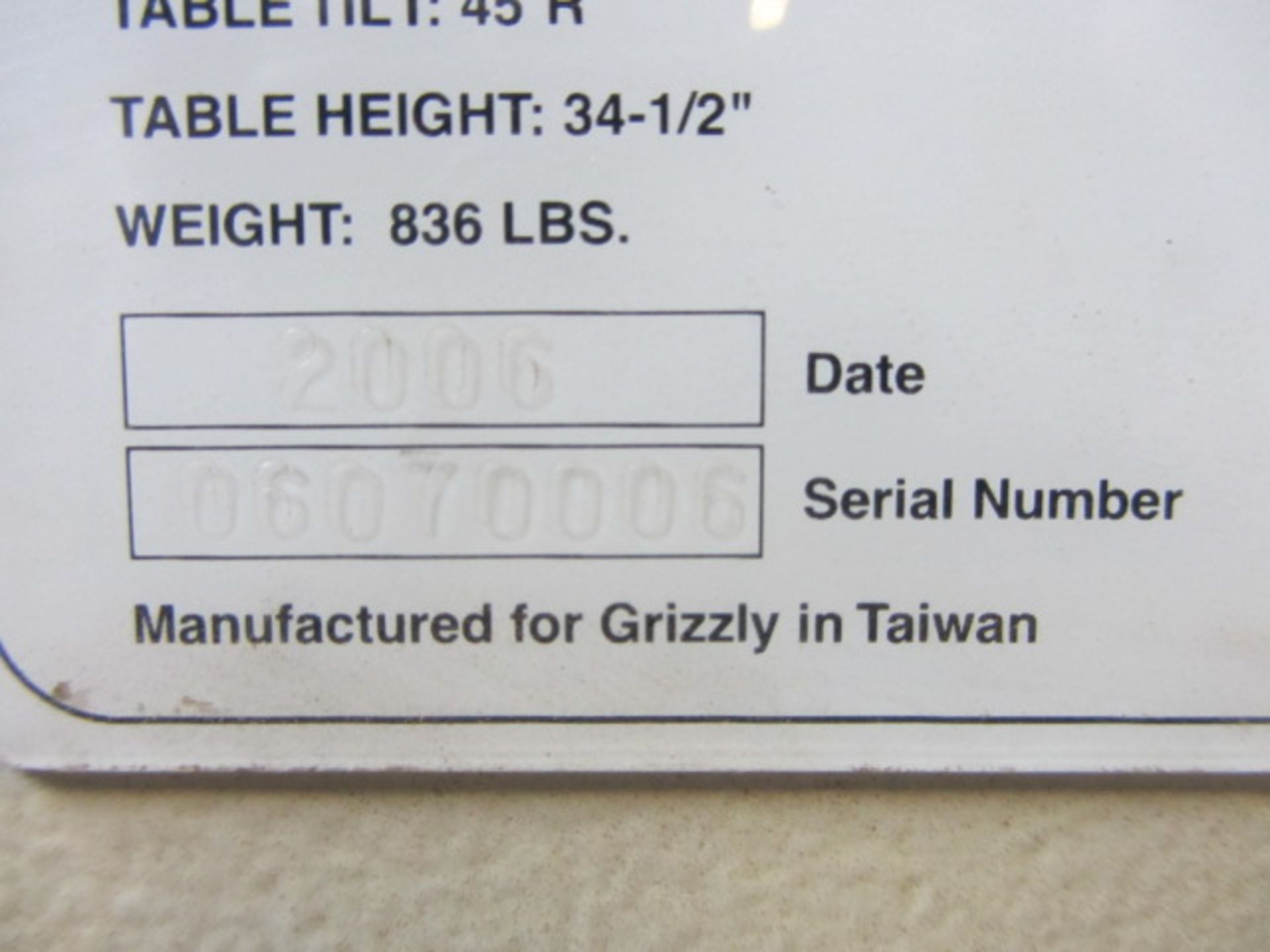 Grizzly G0569 24'' Heavy Duty Bandsaw, sn:0070006 - Image 6 of 6