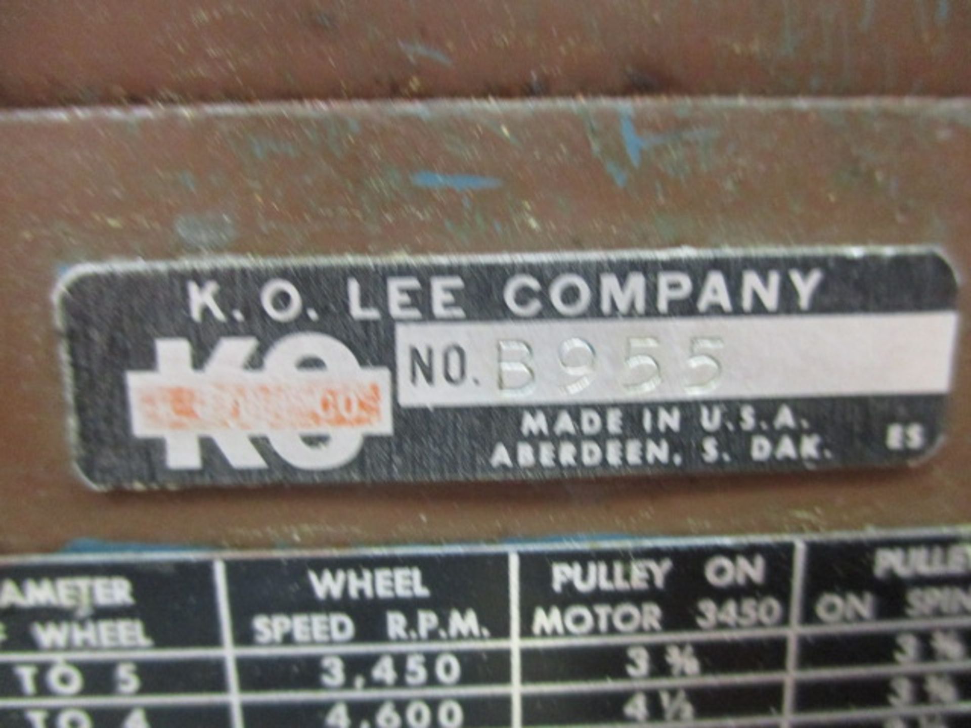 K.O.Lee Model BA960, B955 Tool & Cutter Grinder with Hand Feed, sn:22505(PF) - Image 5 of 6