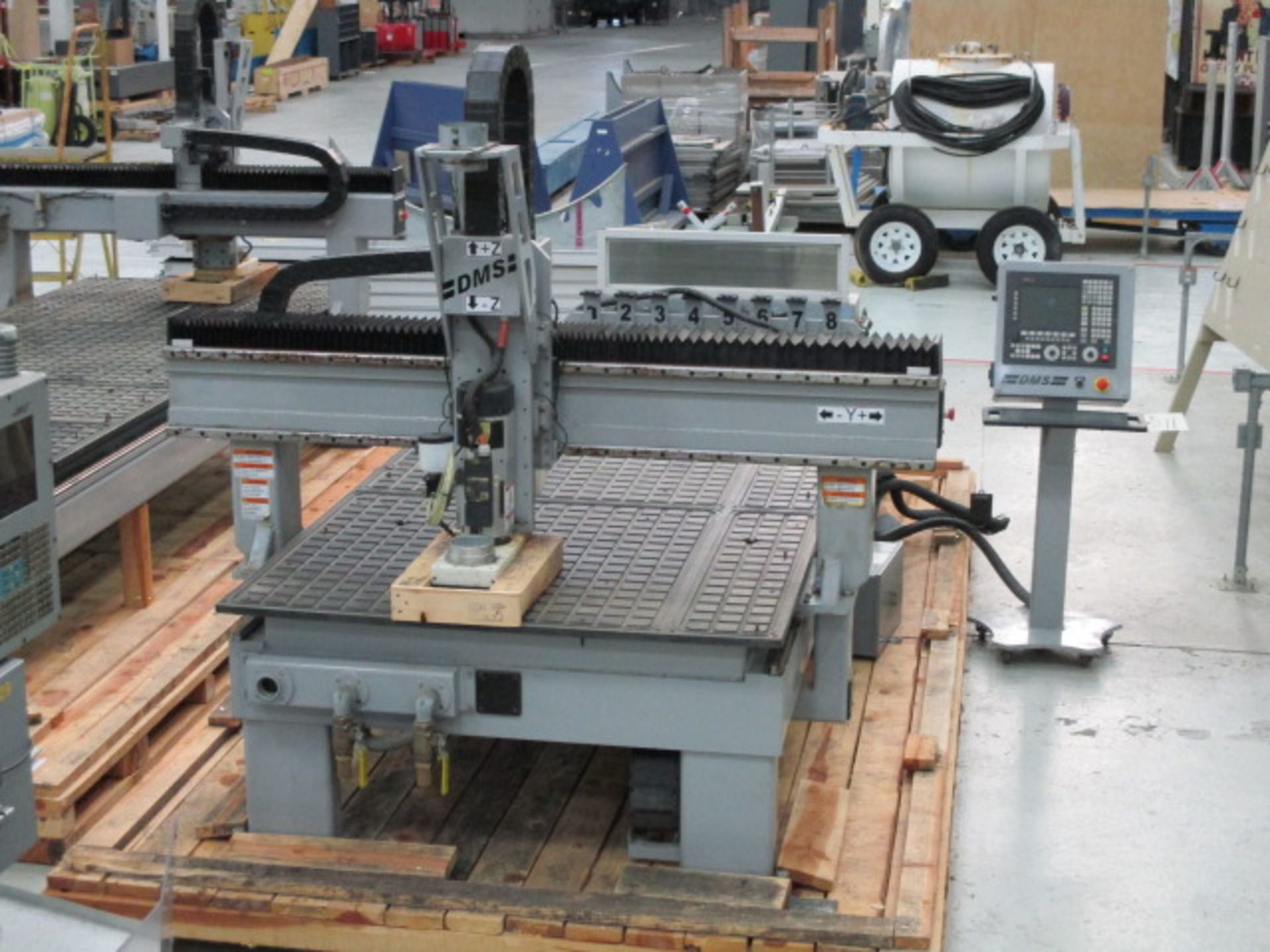 DMS Model 3B5i-5-12-10SCOLXX 5' x 12' 3-Axis CNC High Speed Gantry Router with 5' x 12' Vacuum