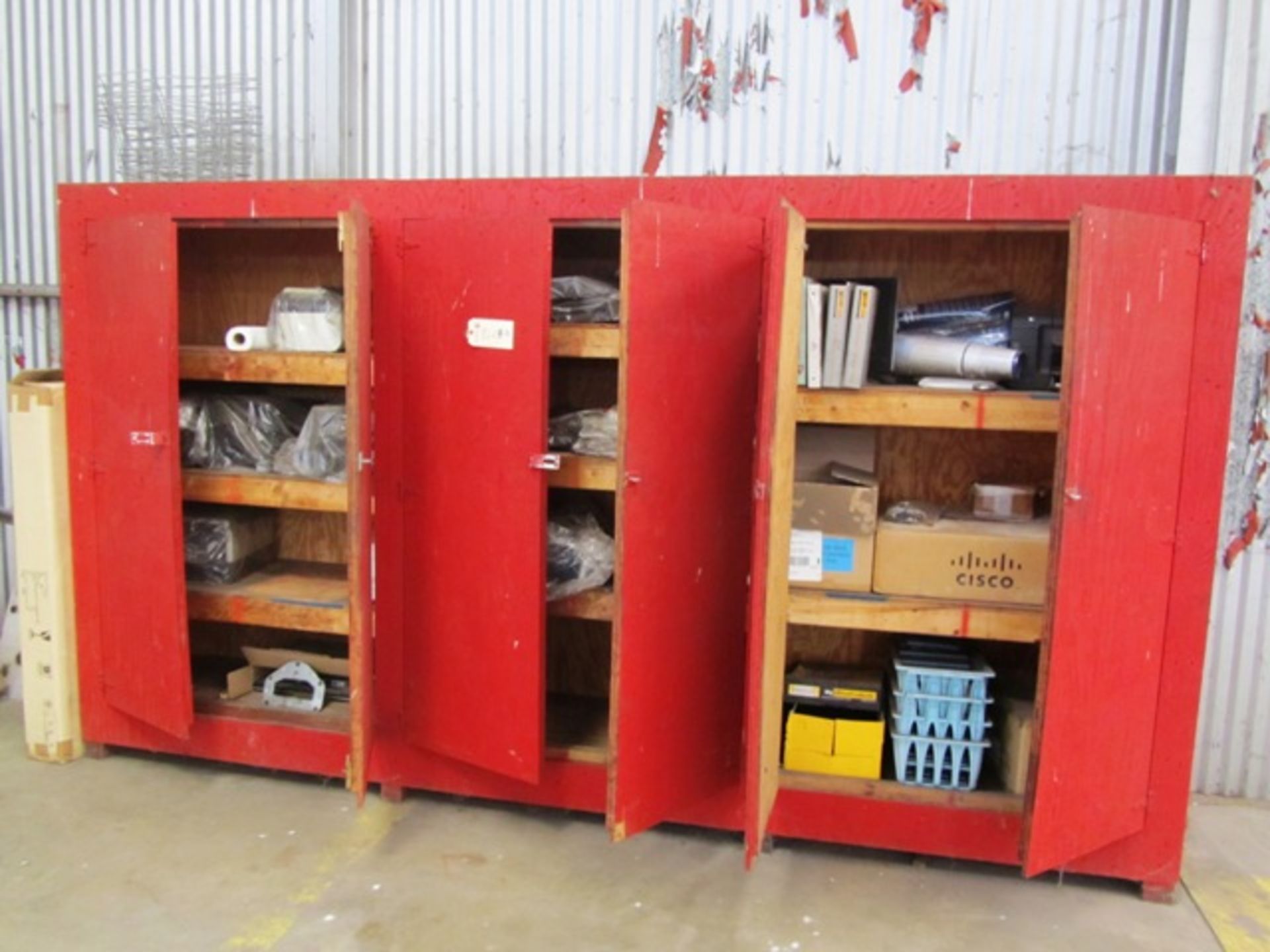 (3) Wood Cabinets with Contents
