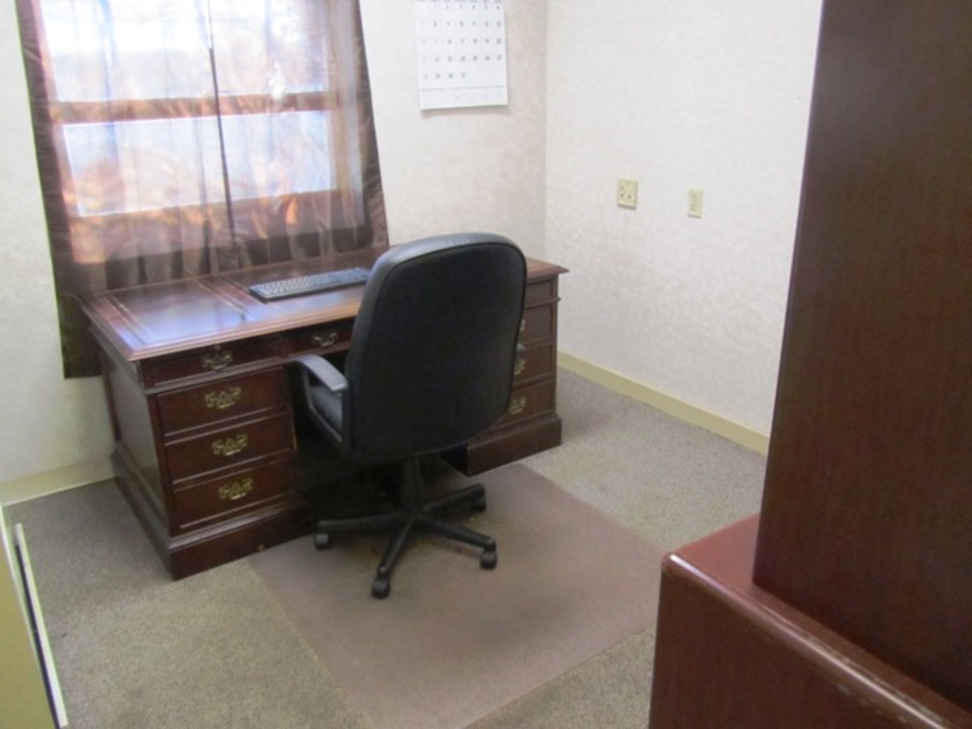 Contents of Office consisting of Desk, (2) Credenzas, 4 Drawer Lateral Cabinet