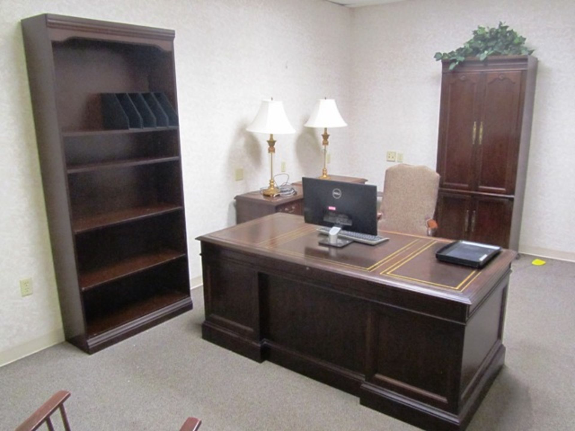 Contents of Office consisting of Desk, 4 Door Cabinet, Credenza, Bookshelf