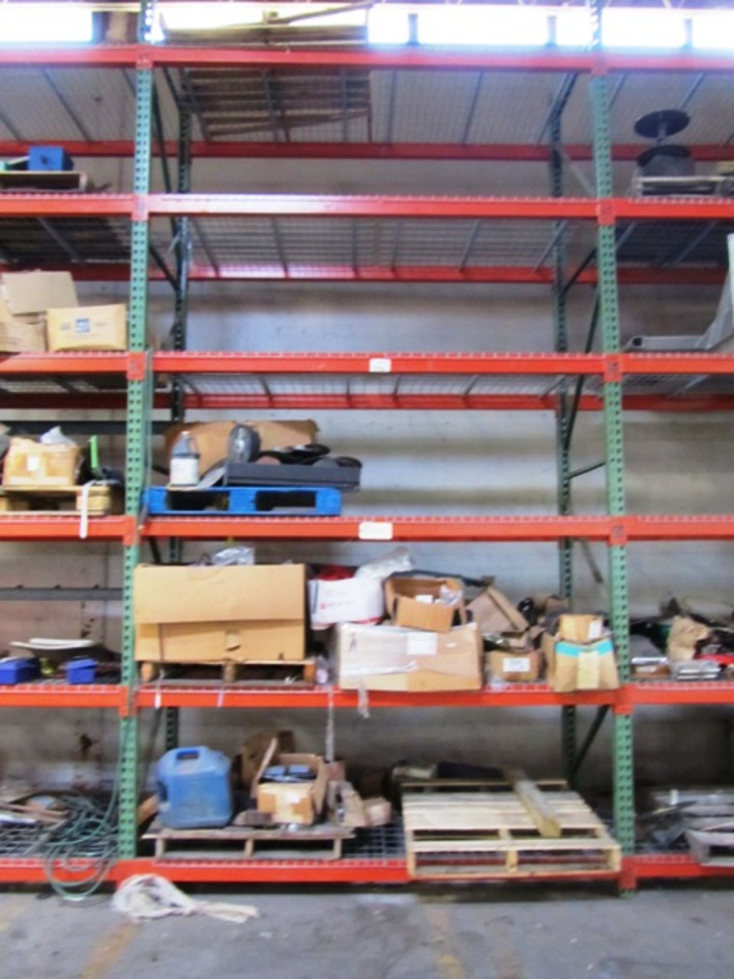 Contents of 3 Vertical Sections Pallet Racking consisting of Hose, Grinding Wheels, Etc.