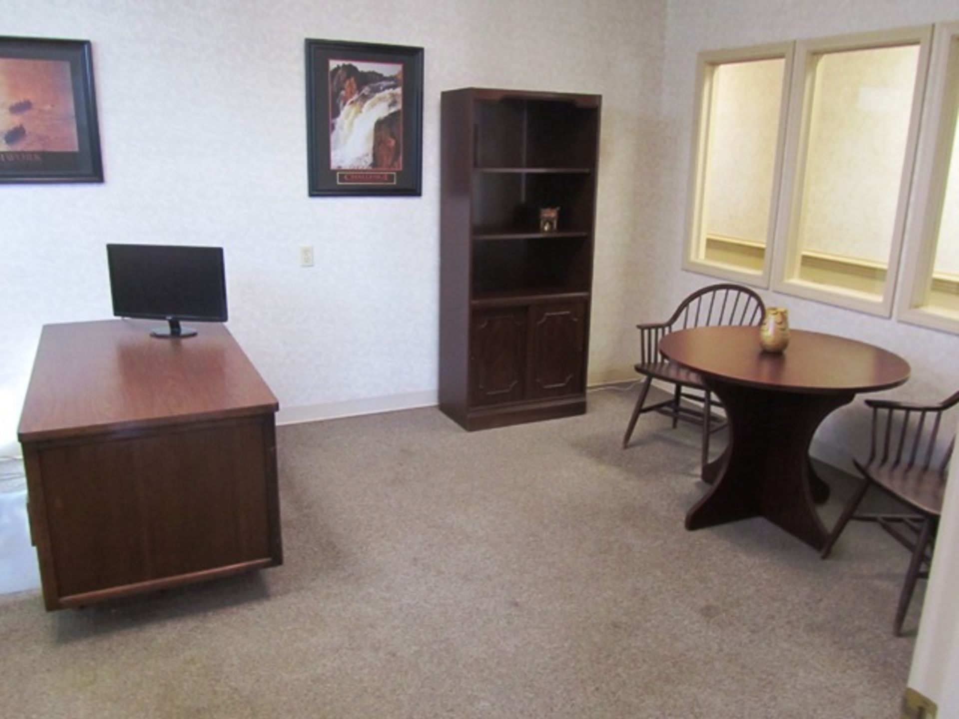 Contents of Office consisting of (2) Desks, Chair, Bookshelf, Round Table, (2) Chairs