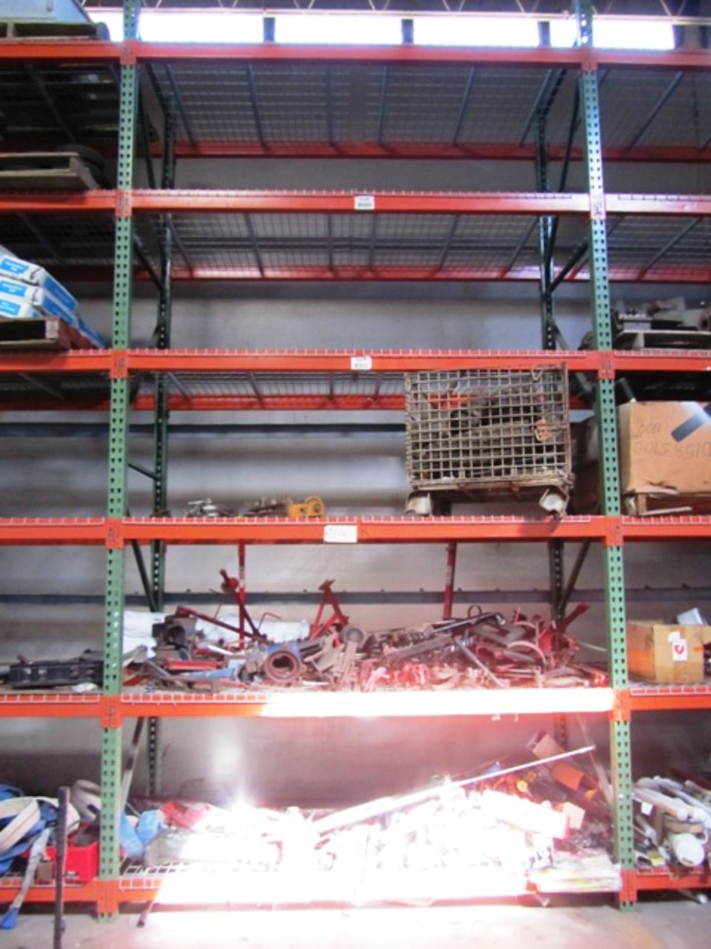 Contents of 3 Vertical Sections Pallet Racking consisting of Hydraulic Jacks (may need repair),