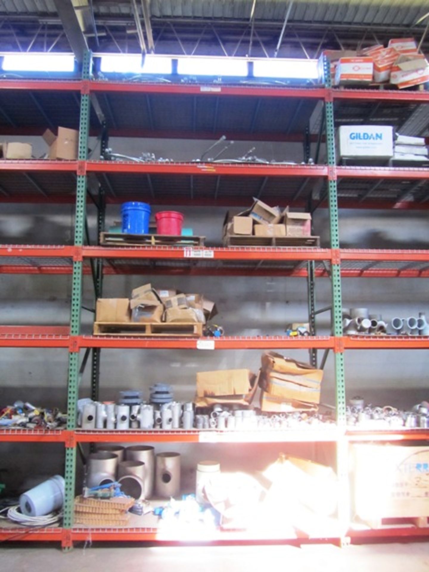 Contents of 6 Vertical Sections Pallet Racking consisting of Metal Parts, PVC Elbows