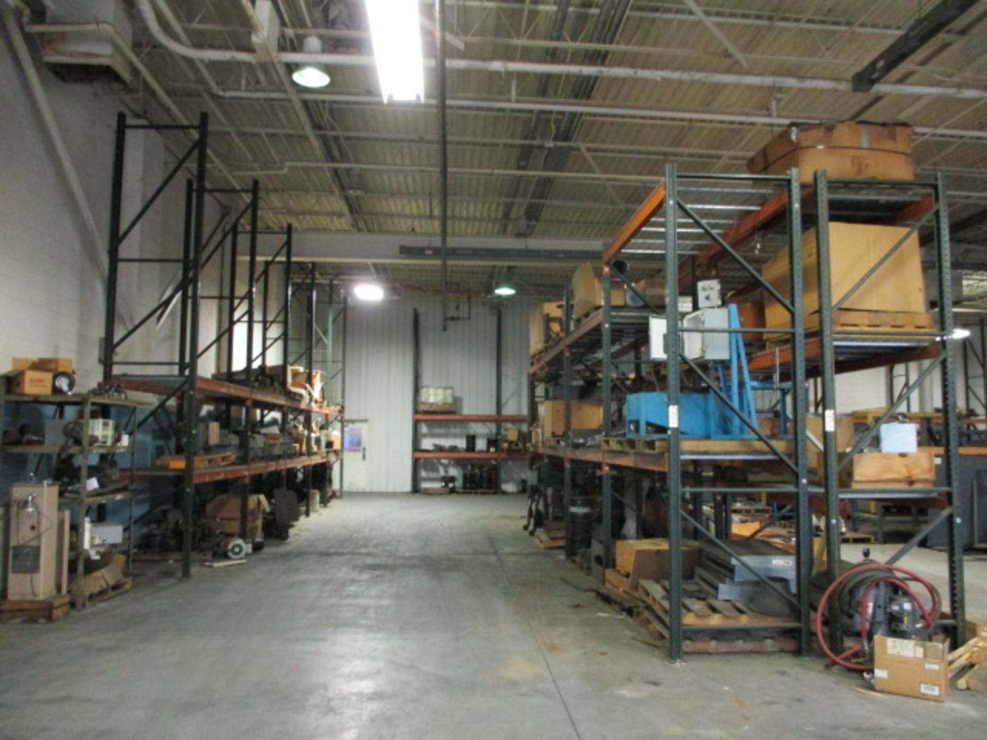 Contents of 20 Sections of Pallet Racks including Motors, Parts, Plant Support