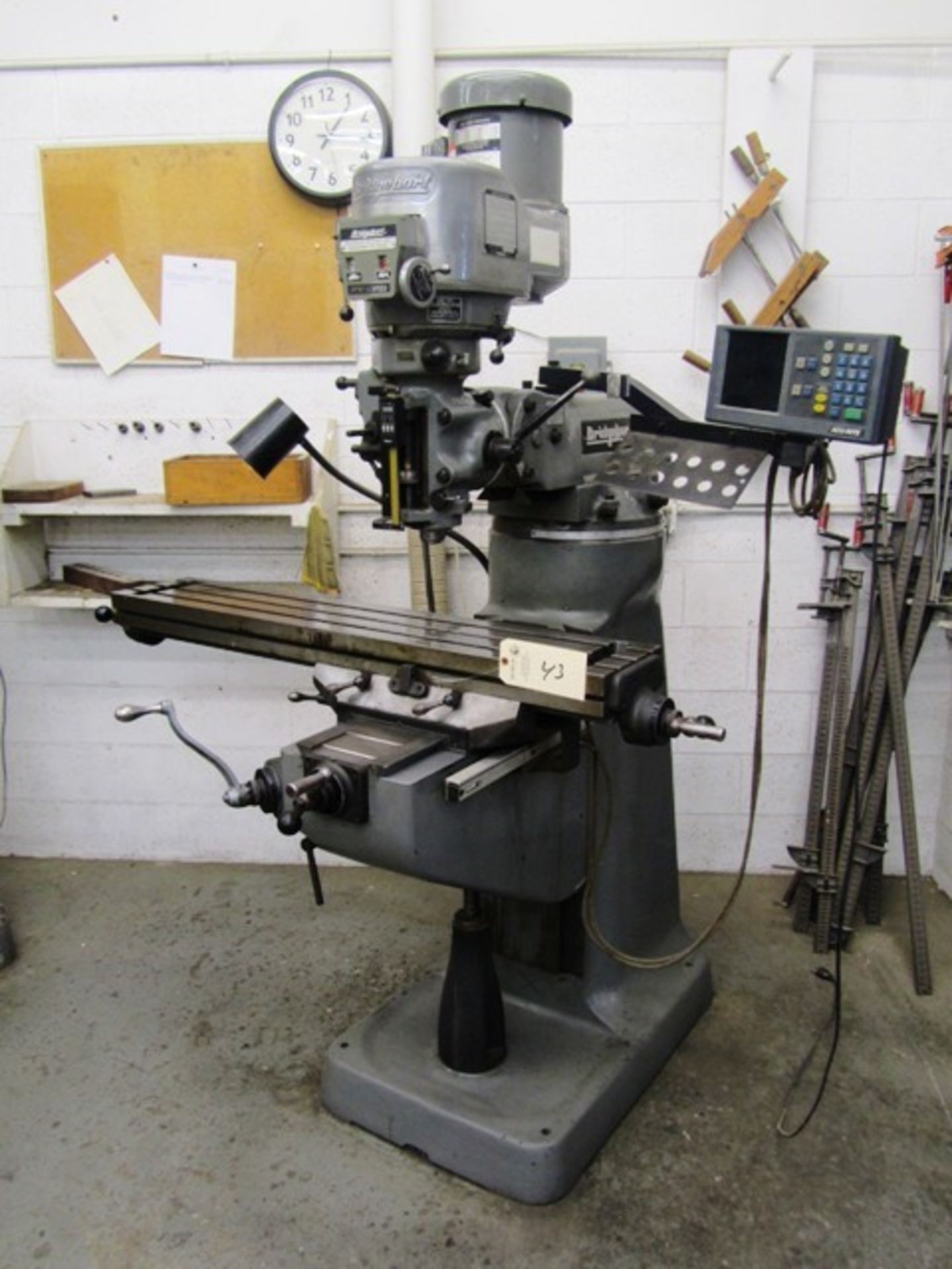 Bridgeport Vertical Milling Machine with 9'' x 48'' Table, R-8 Taper Spindle Speeds to 4,200 RPM,